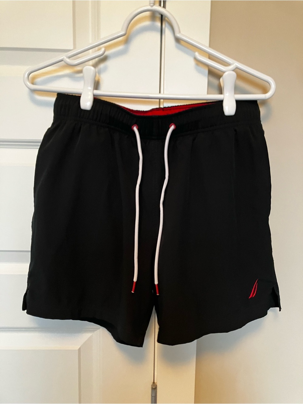 Nautica Black Athletic Shorts with Red Accents